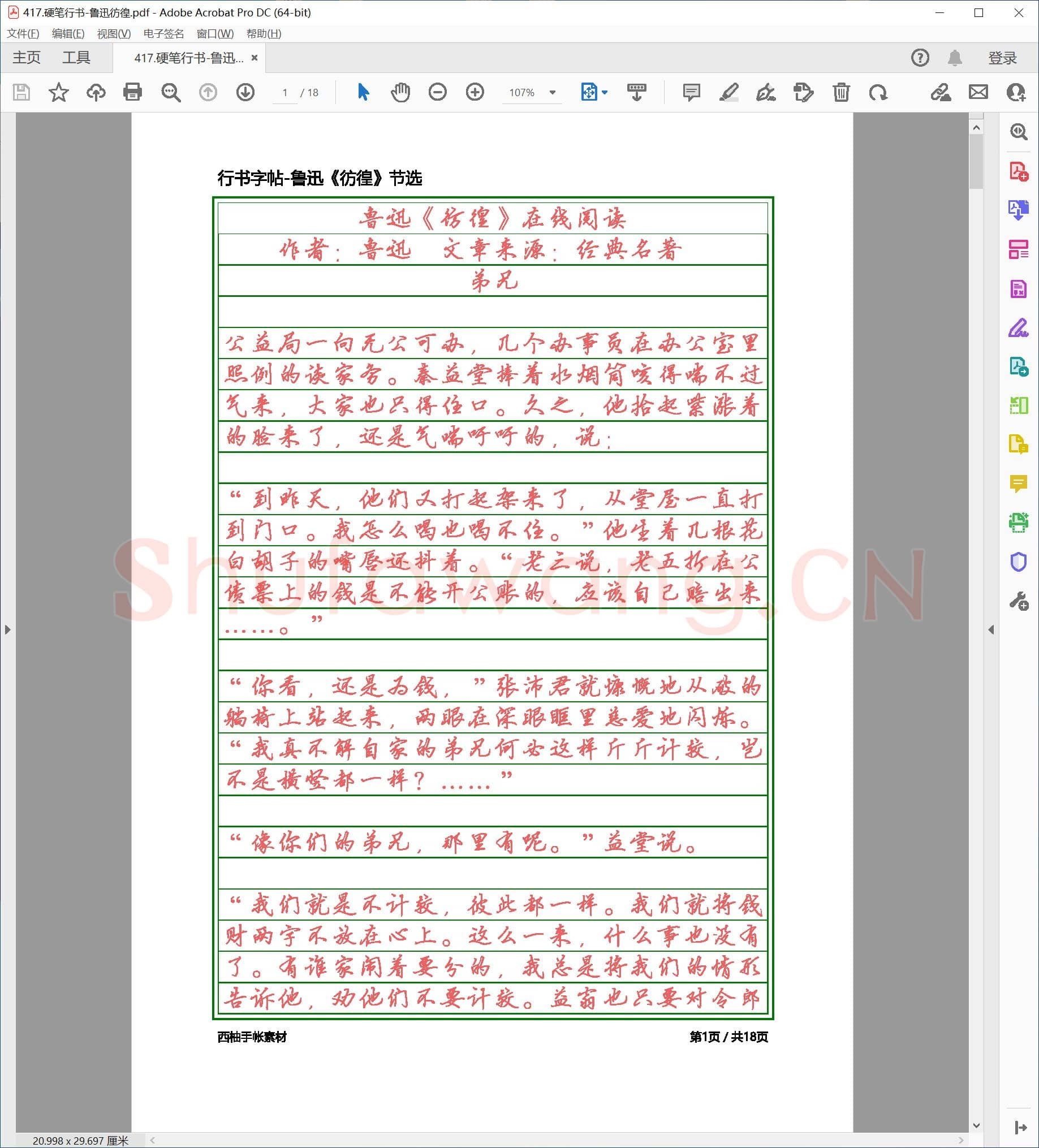 佚名 硬笔行书 鲁迅彷徨.pdf