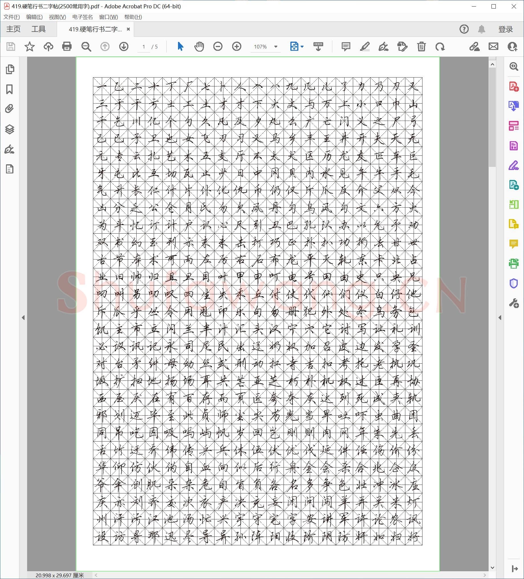 佚名 硬笔行书二字帖(2500常用字).pdf