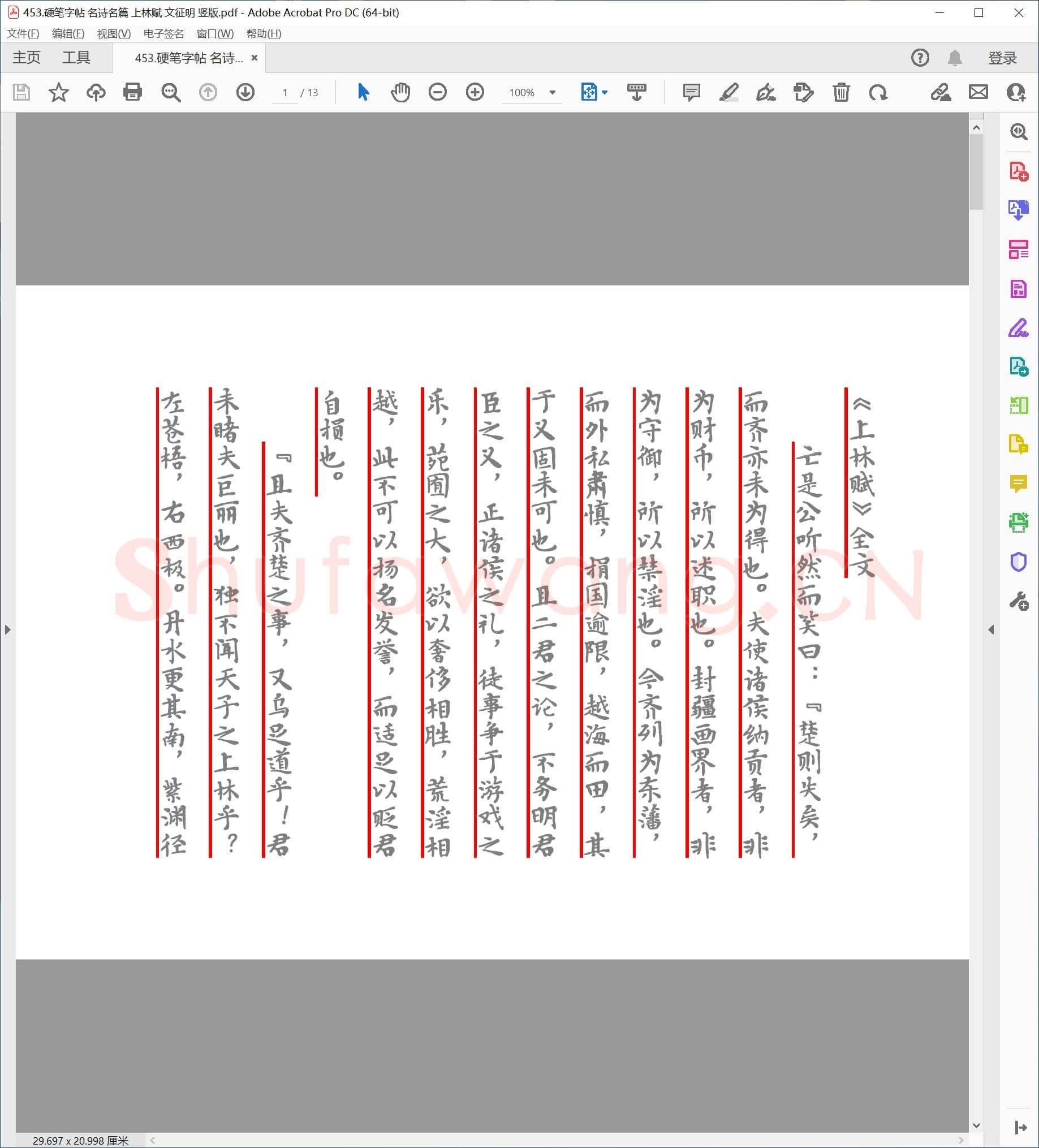 硬笔行书字帖 名诗名篇 上林赋 文征明 竖版.pdf
