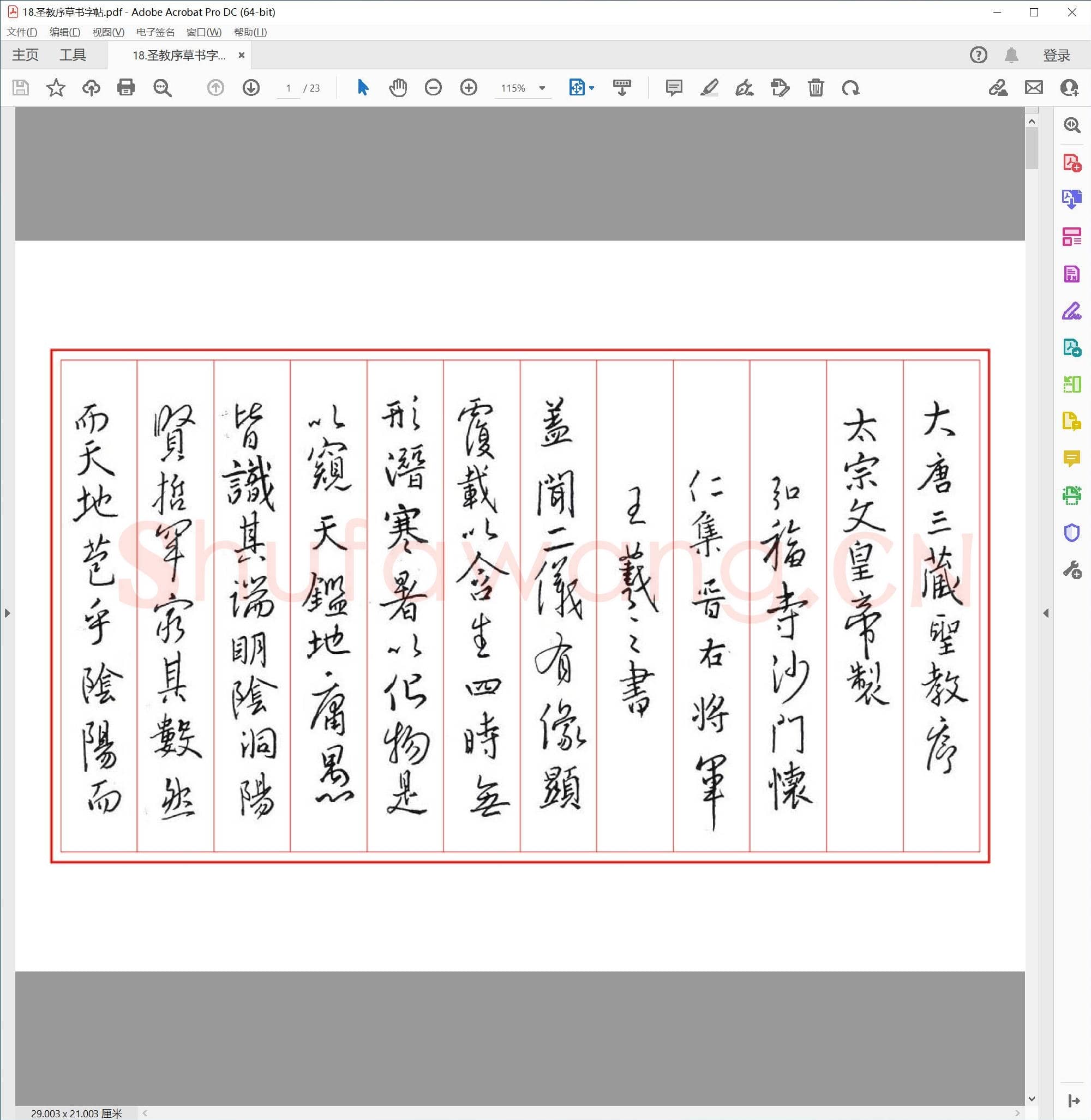 硬笔书法 圣教序 草书字帖
