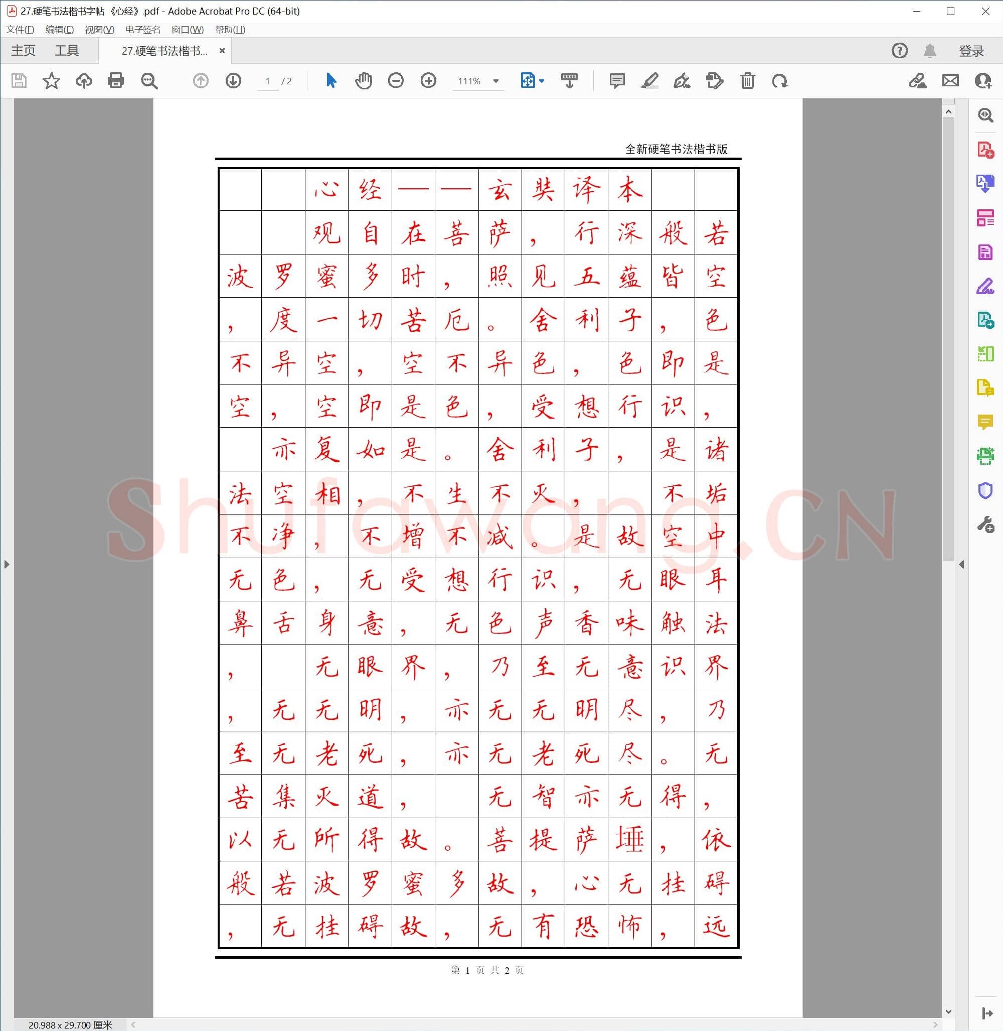 硬笔书法《心经》楷书字帖.pdf