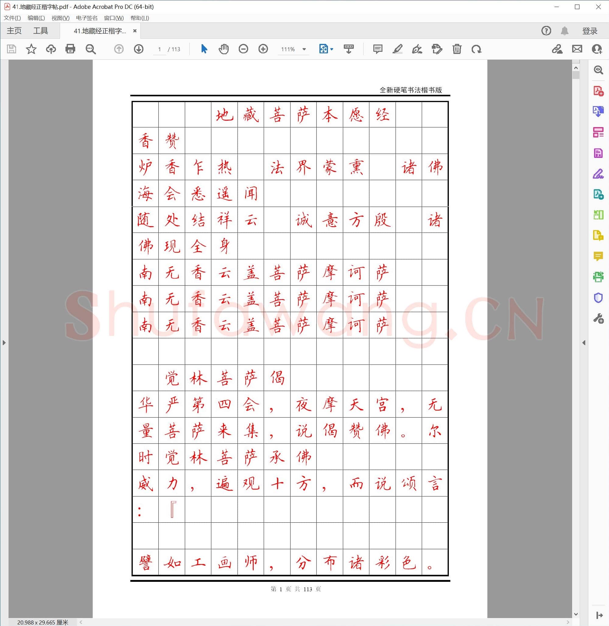 硬笔书法 地藏经 正楷字帖