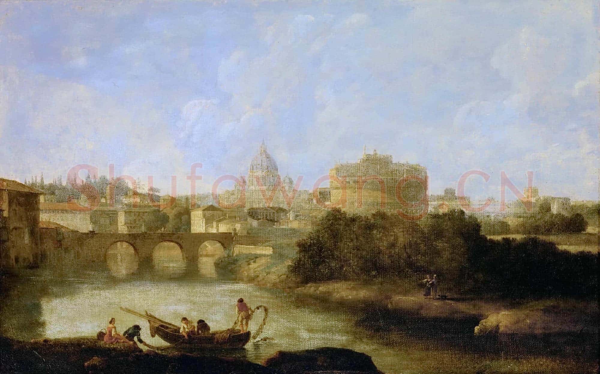 Claude-Joseph Vernet|Castel Sant Angelo and St. Peter s church