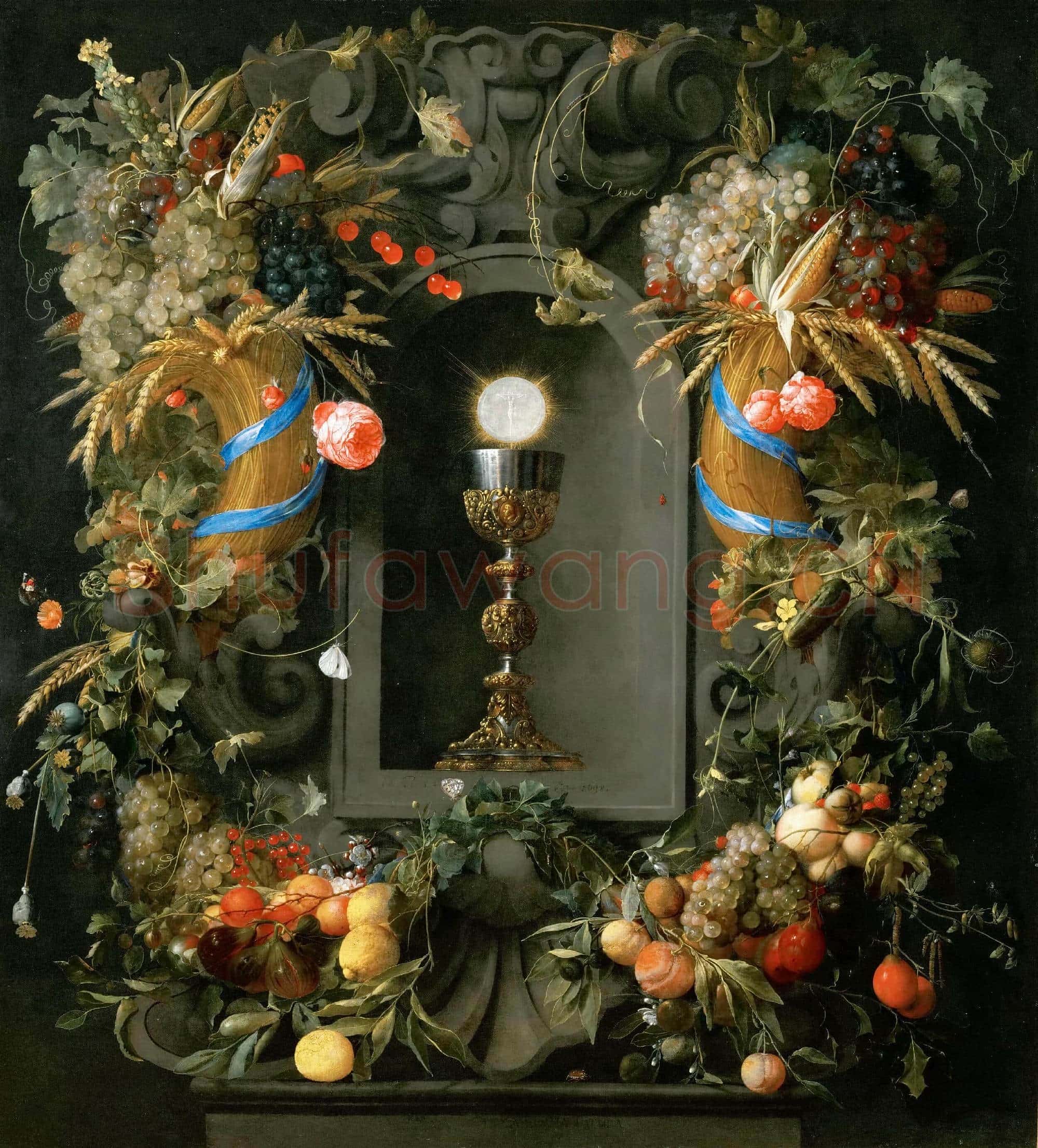 Jan Davidsz. de Heem(1606-1683 or 1684)Chalice and Host with Garlands