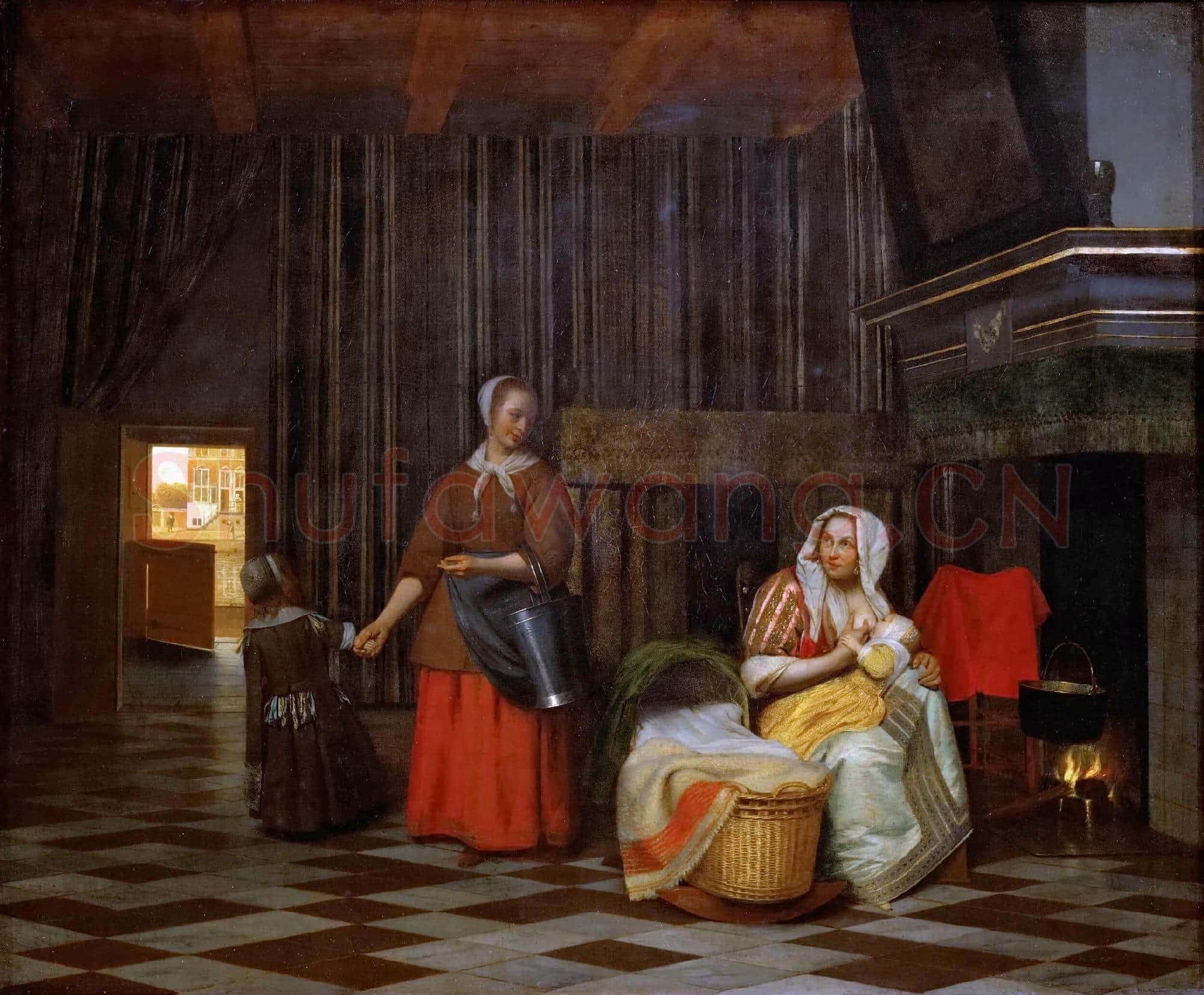 Pieter de Hooch(1629-1684)Interior with a Mother Feeding a Child