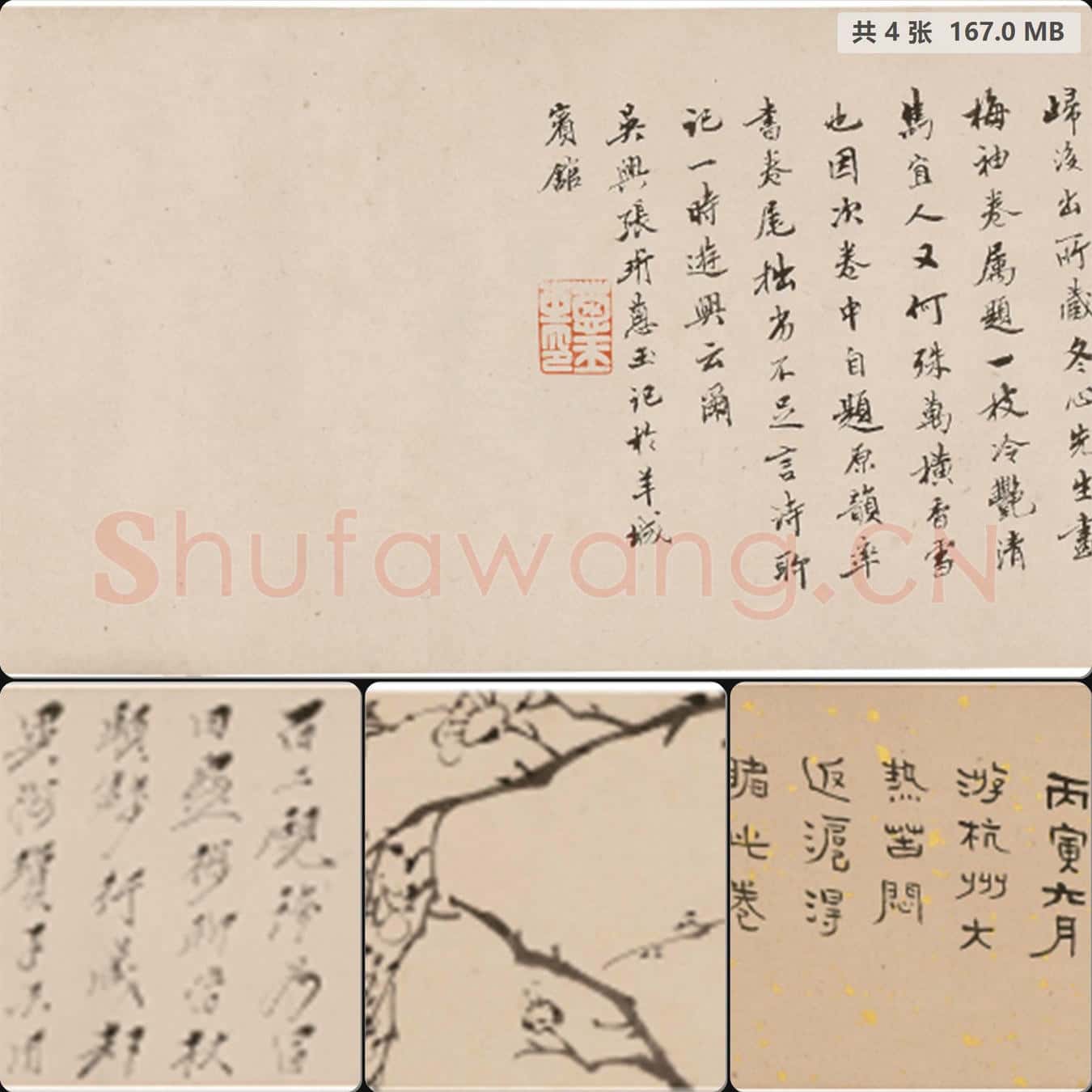 清 金农-寒梅一枝画卷 南京博物院馆藏书画作品