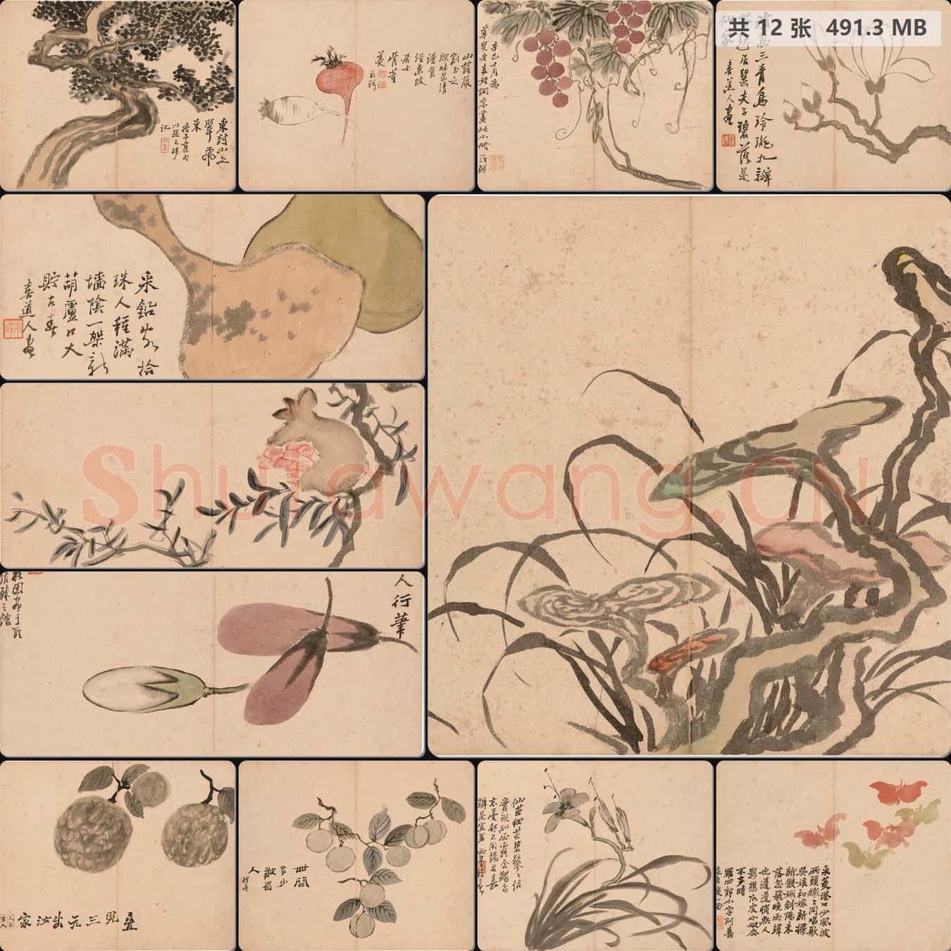 清 罗聘-花果图册 南京博物院馆藏书画作品