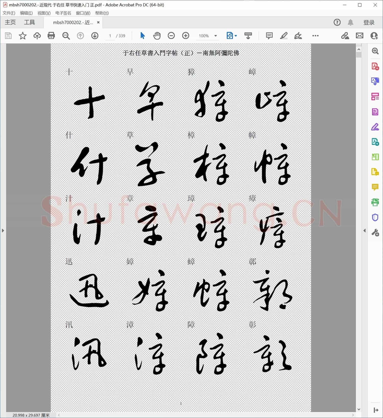 近现代 于右任 草书快速入门 正