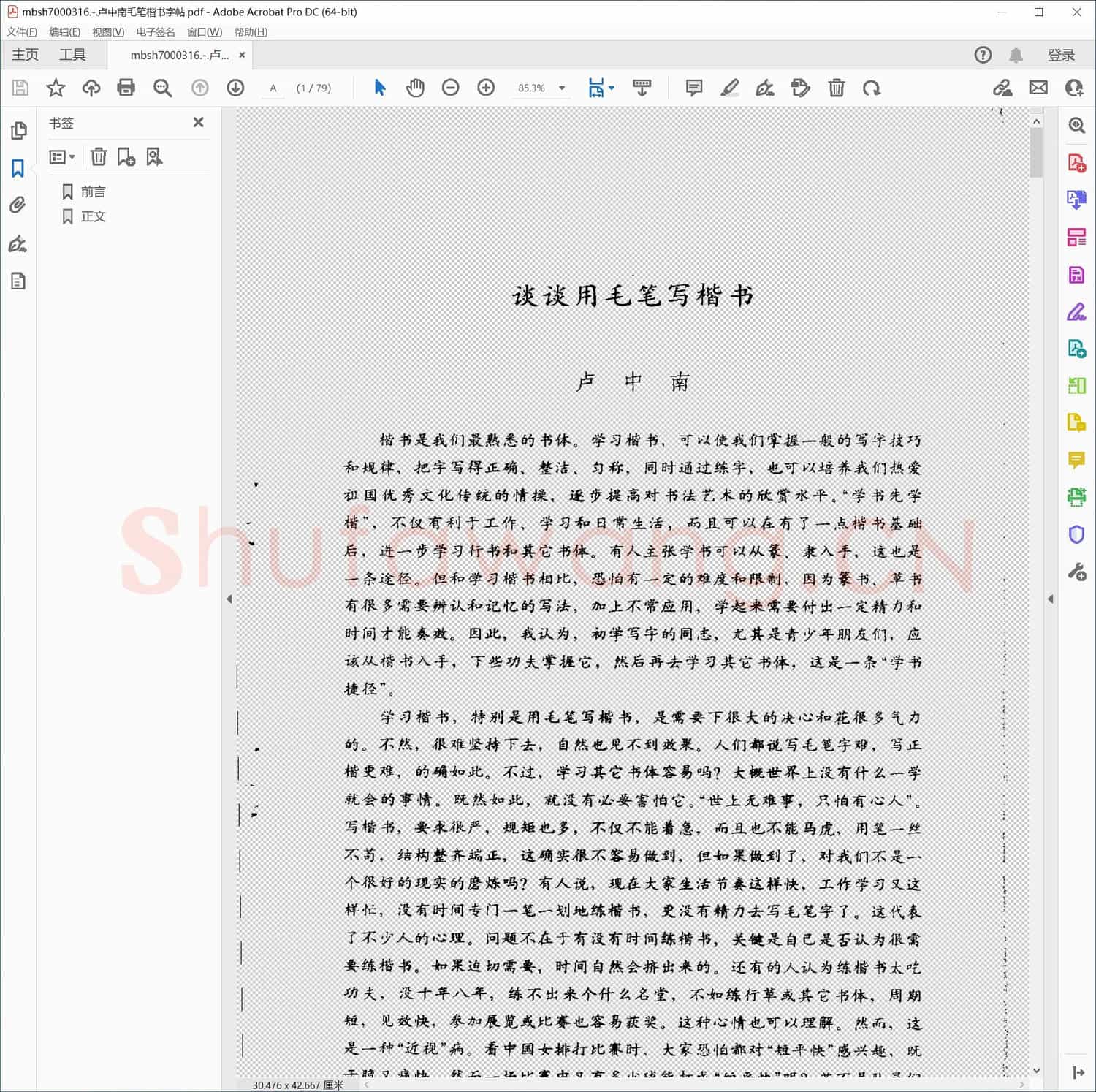 卢中南毛笔楷书字帖