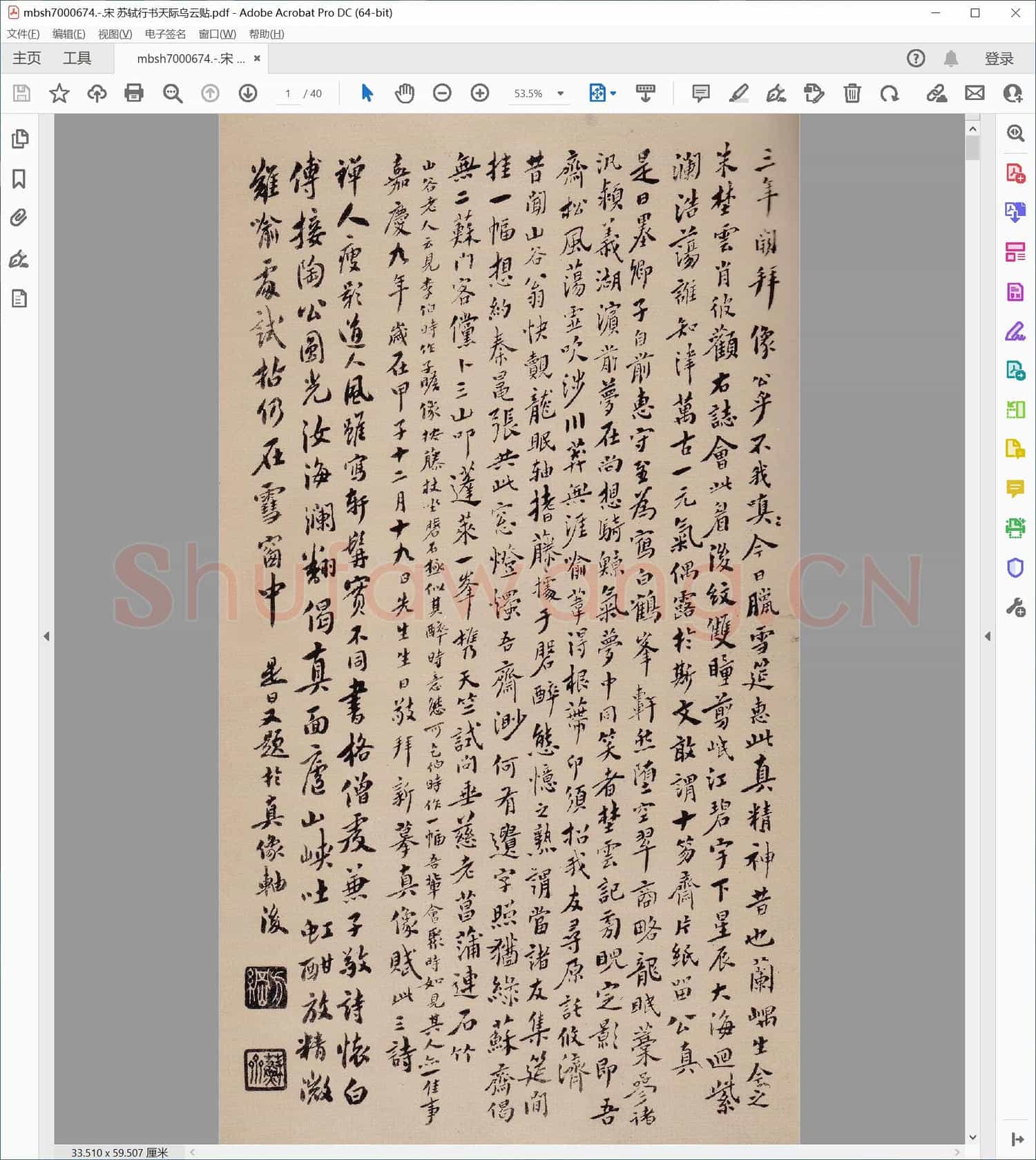 宋 苏轼行书天际乌云贴