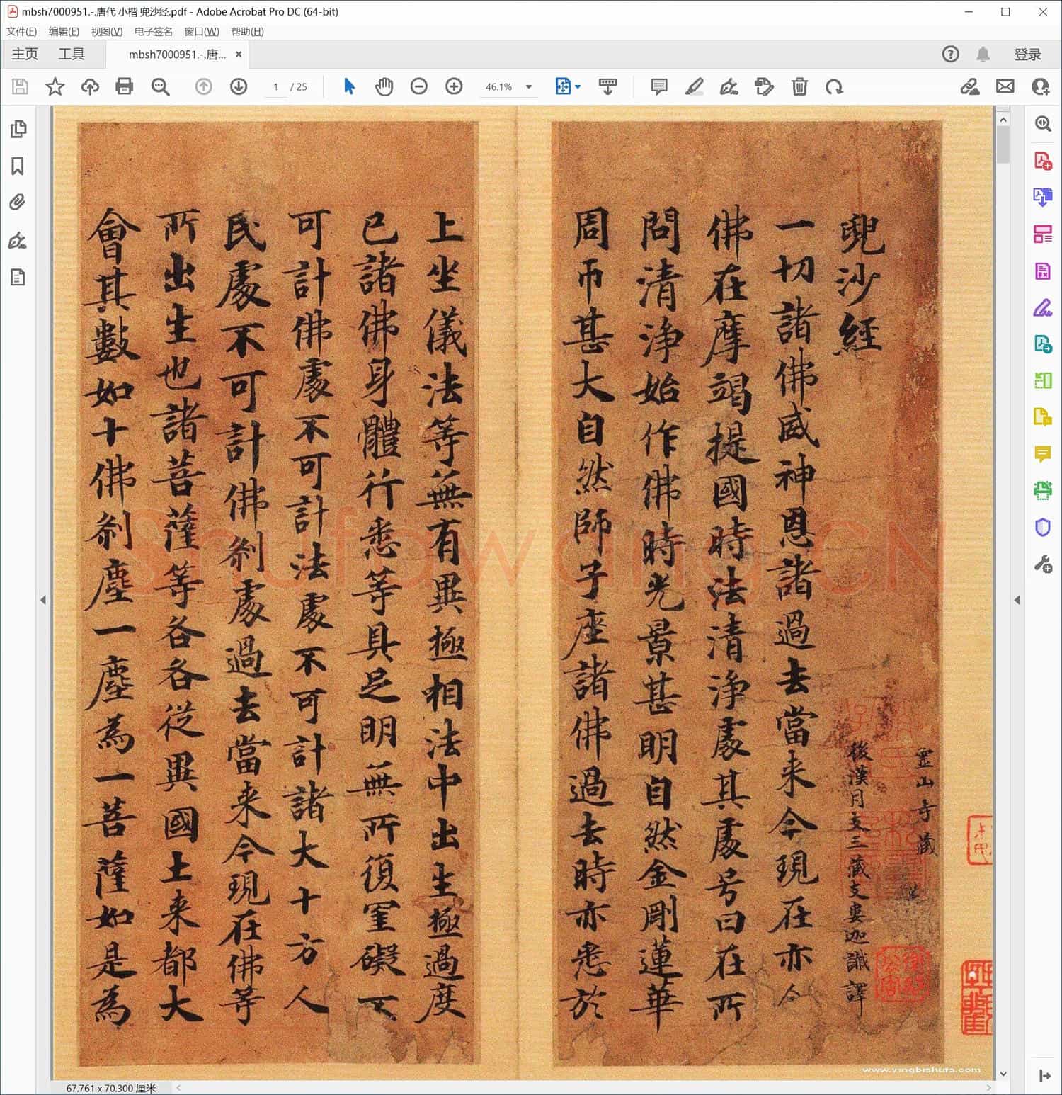 唐代 小楷 兜沙经