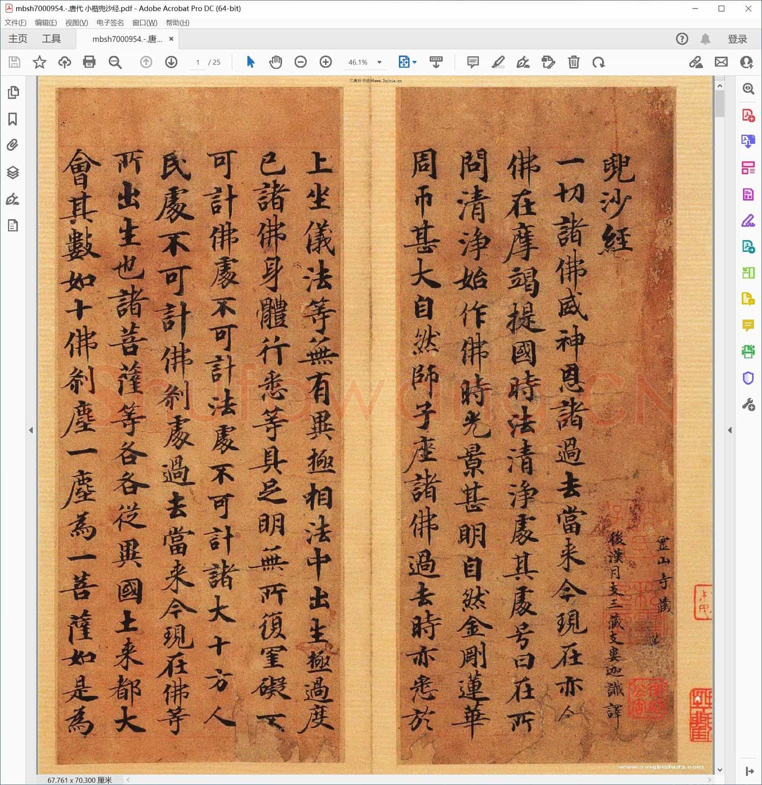 唐代 小楷兜沙经