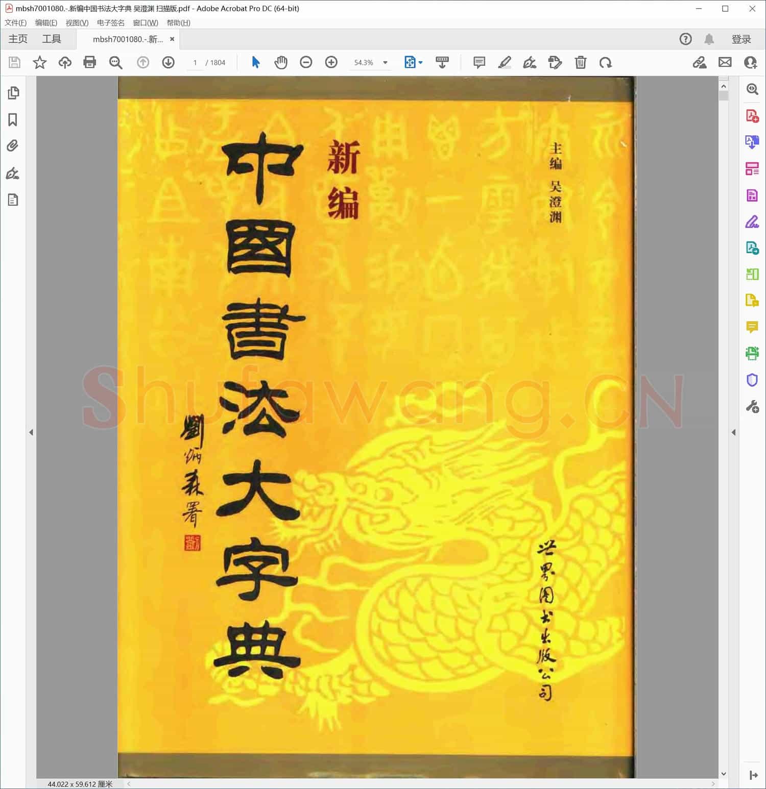 新编中国书法大字典 吴澄渊 扫描版