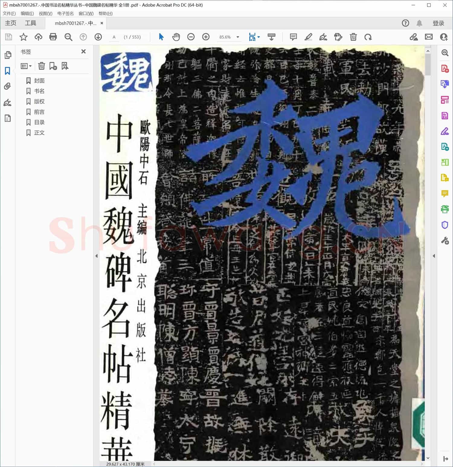 中国书法名帖精华丛书~中国魏碑名帖精华 全1册