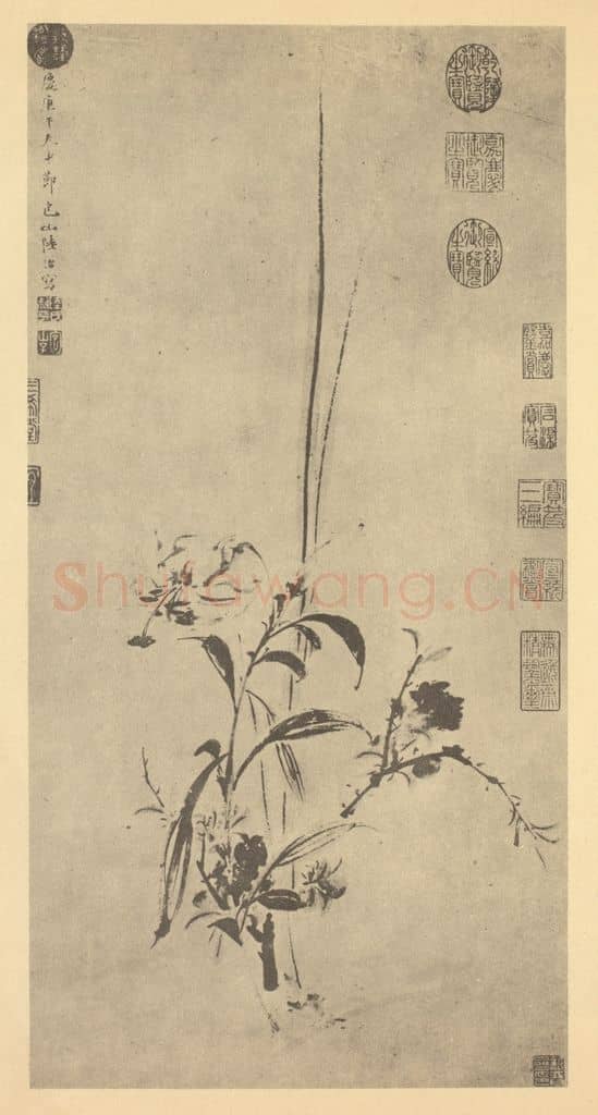 明 陆治《榴花小景》国画作品