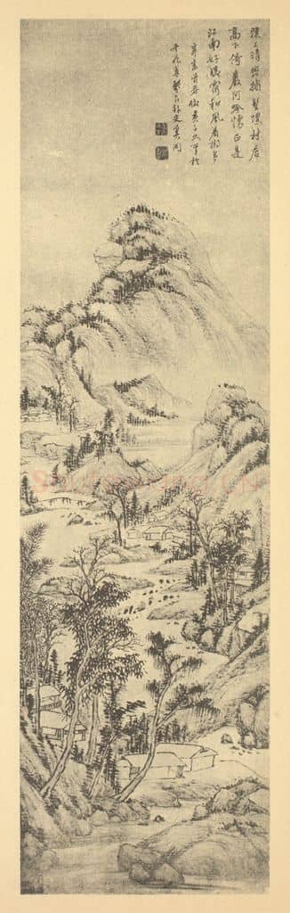 清 奚冈《山水轴(一)》国画作品