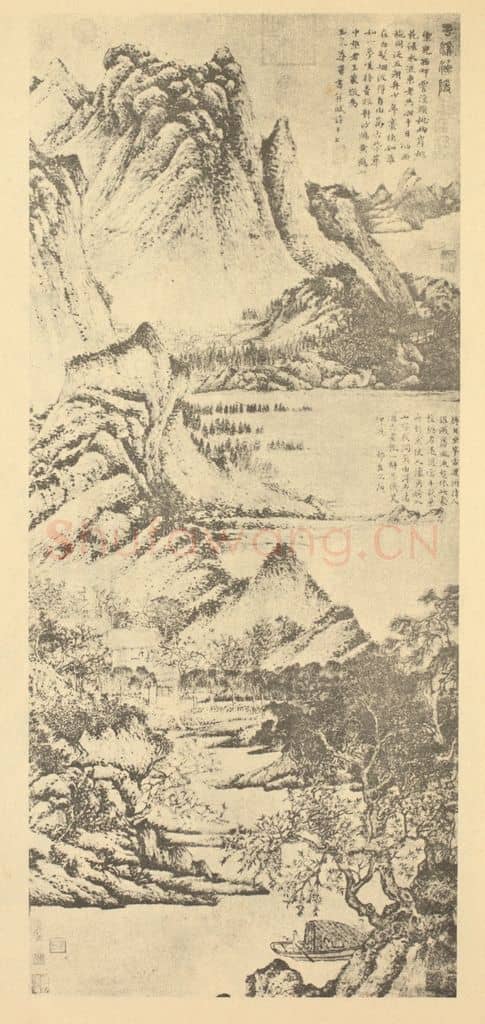 元 王蒙《花溪渔隐图》国画作品