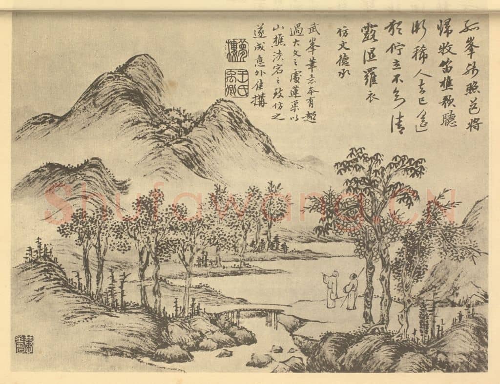 清 潘恭寿《山水图(十六)》国画作品
