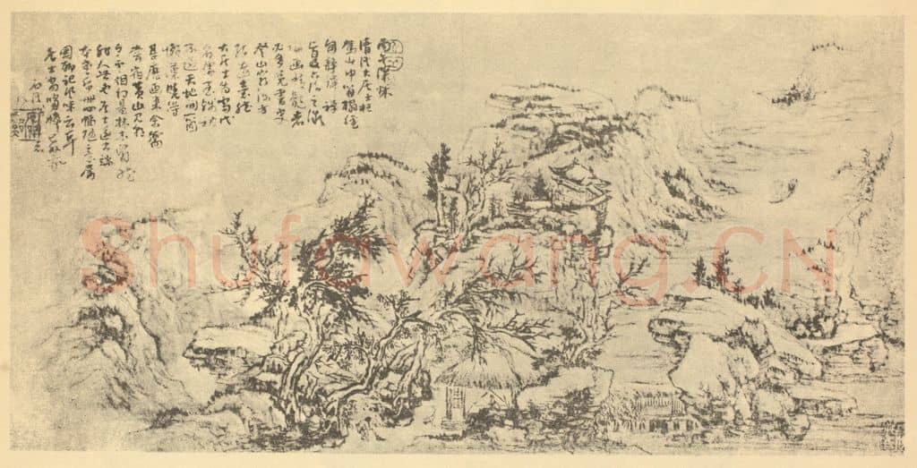 清 髡残《山水图(三)》国画作品