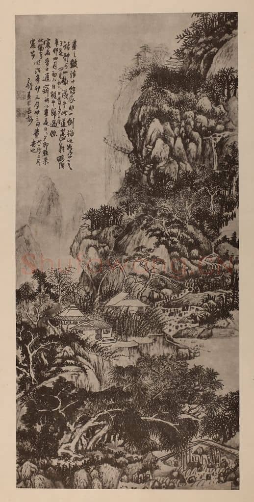 明 王铎《山水轴》国画作品