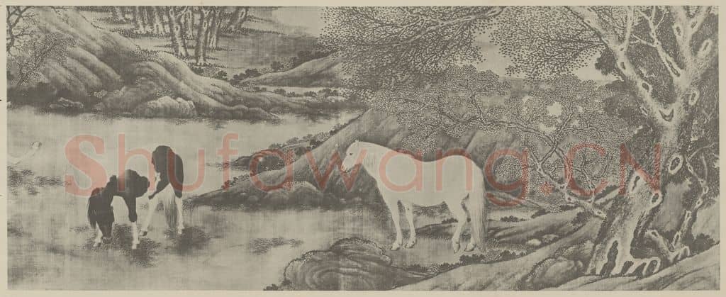 清 唐岱《春原阅骏图卷（一）》国画作品
