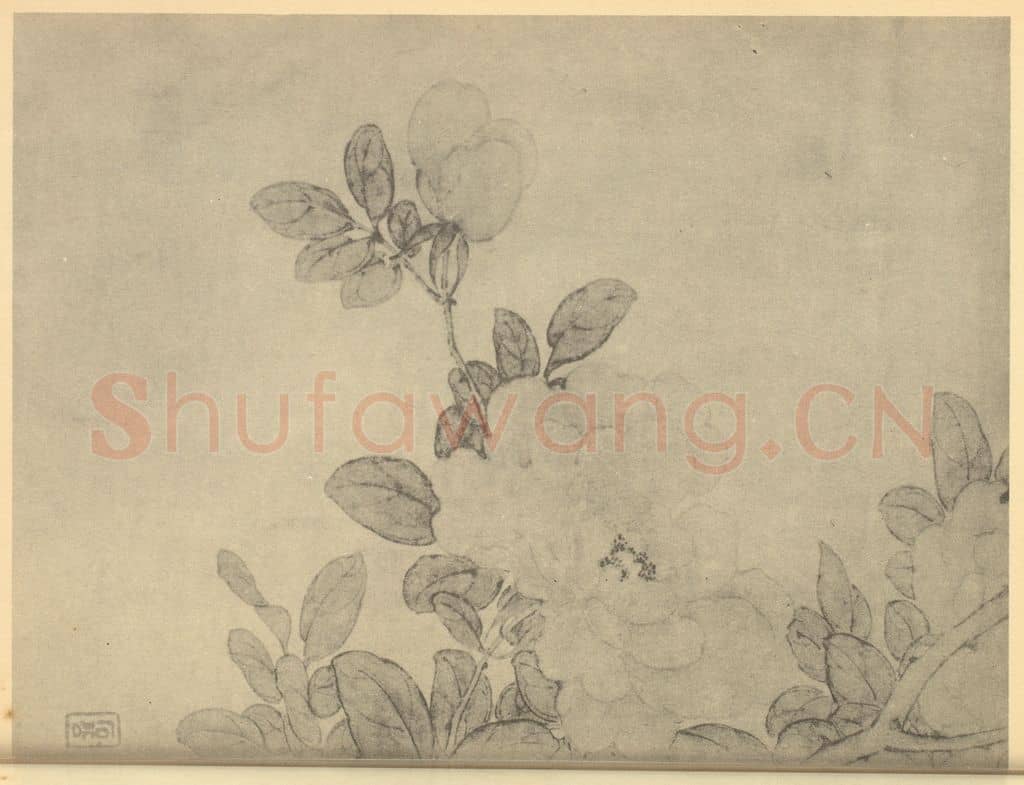 清 胡慥《蔷薇》国画作品