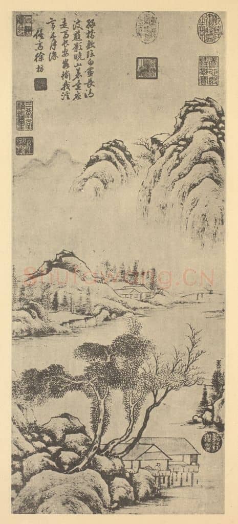 清 徐枋《山水轴》国画作品