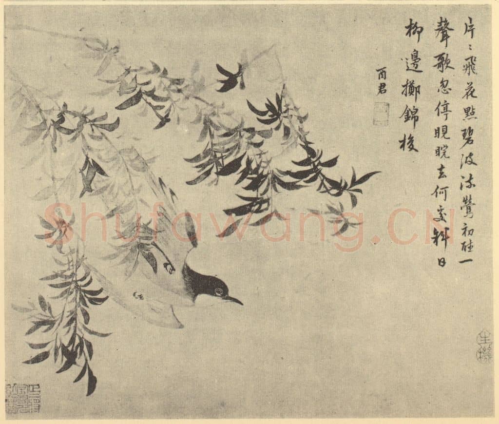 清 蒋廷锡《流莺图》国画作品