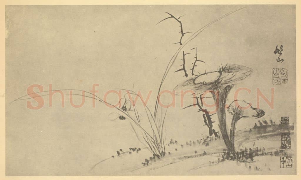 清 张问陶《芝兰图》国画作品