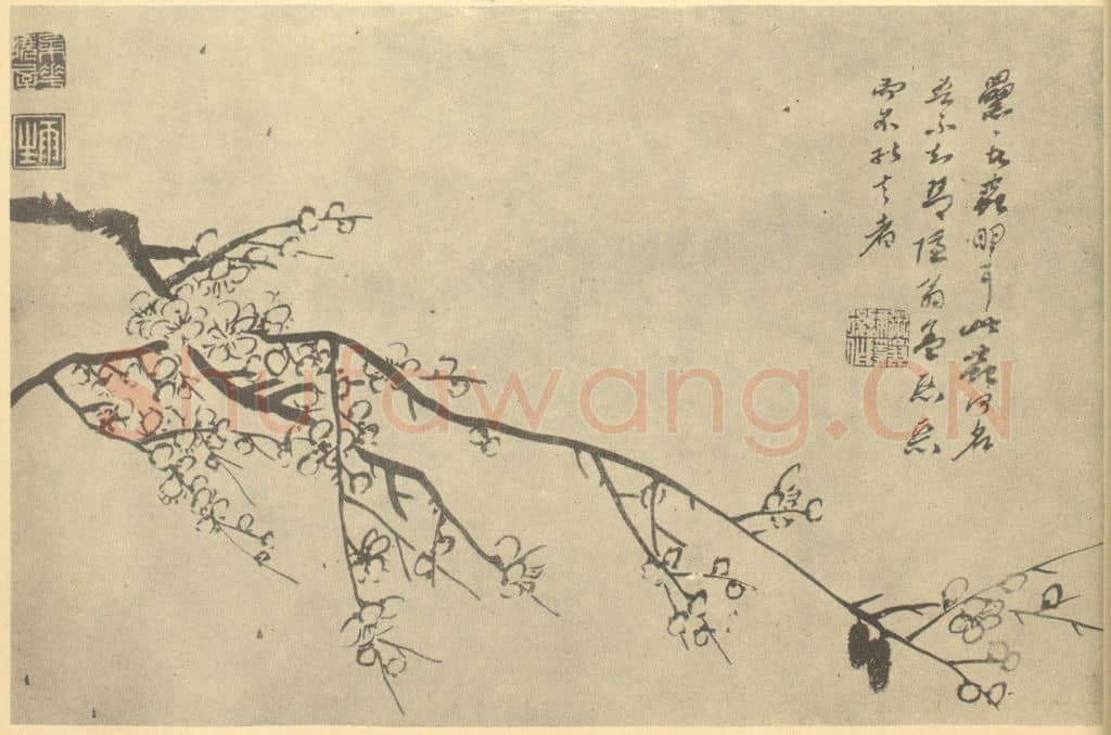 清 汤贻汾《梅花》国画作品