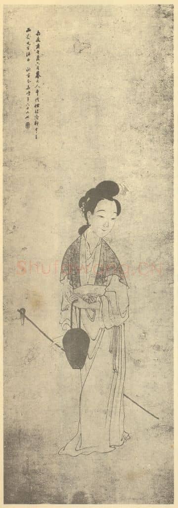 清 余集《画美人》国画作品