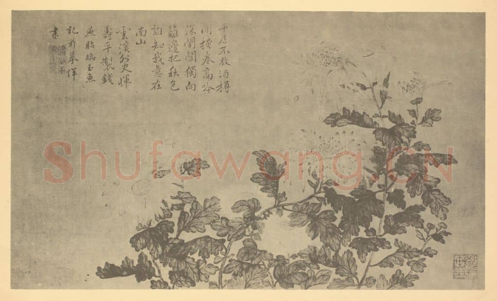 清 钱燕贻《菊》国画作品