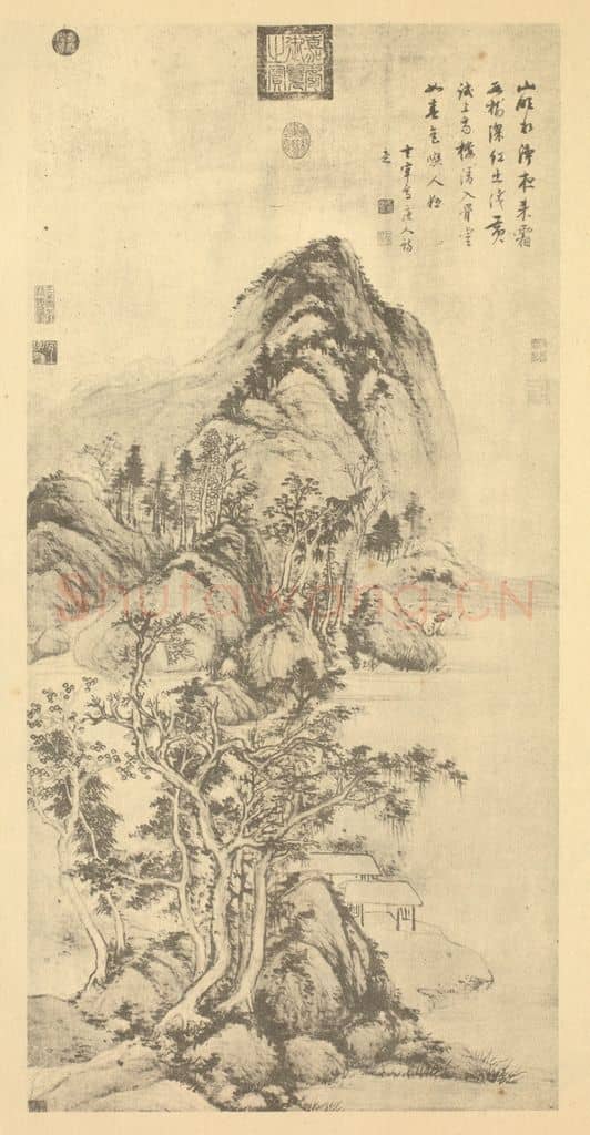 明 董其昌《霜林秋思图》国画作品