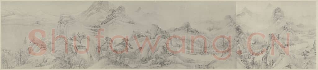 清 高简《仿江贯道山水卷(四)》国画作品
