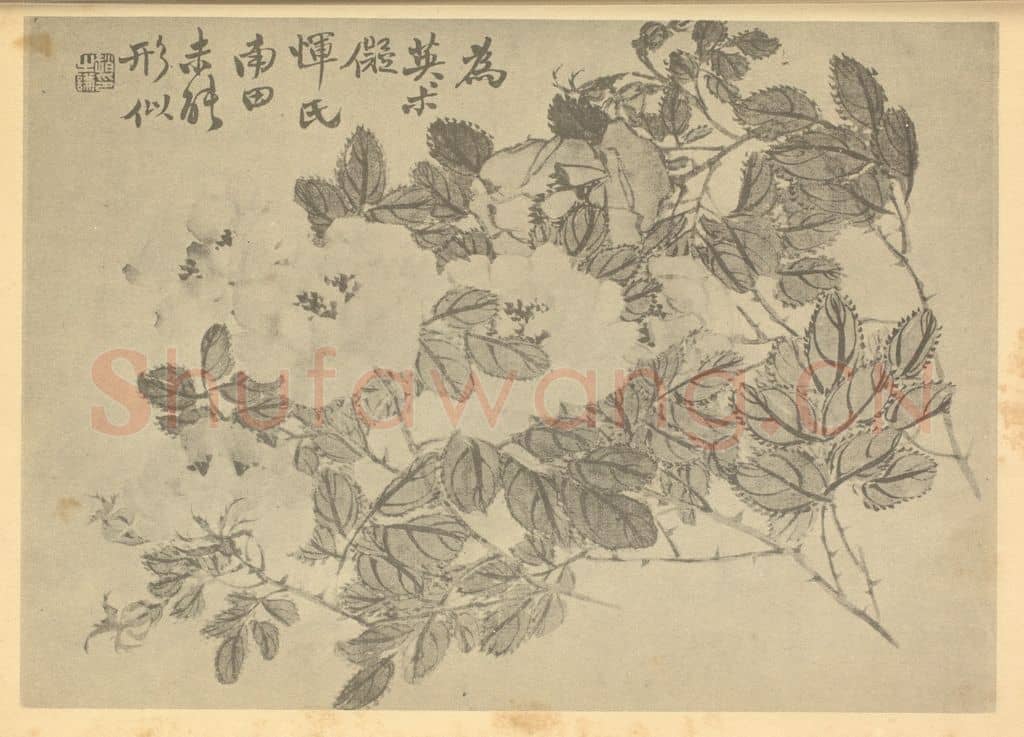 清 赵之谦《月季》国画作品