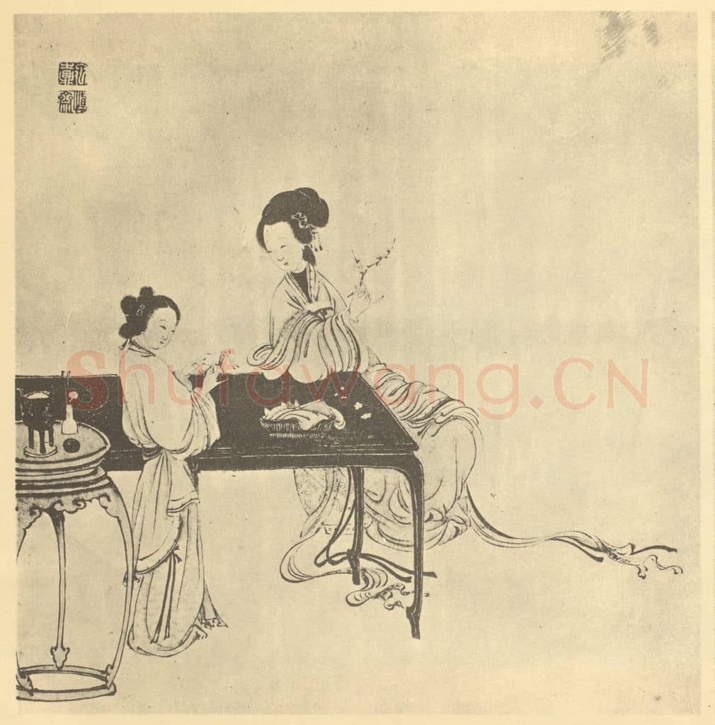 清 禹之鼎《画士女图（一）》国画作品