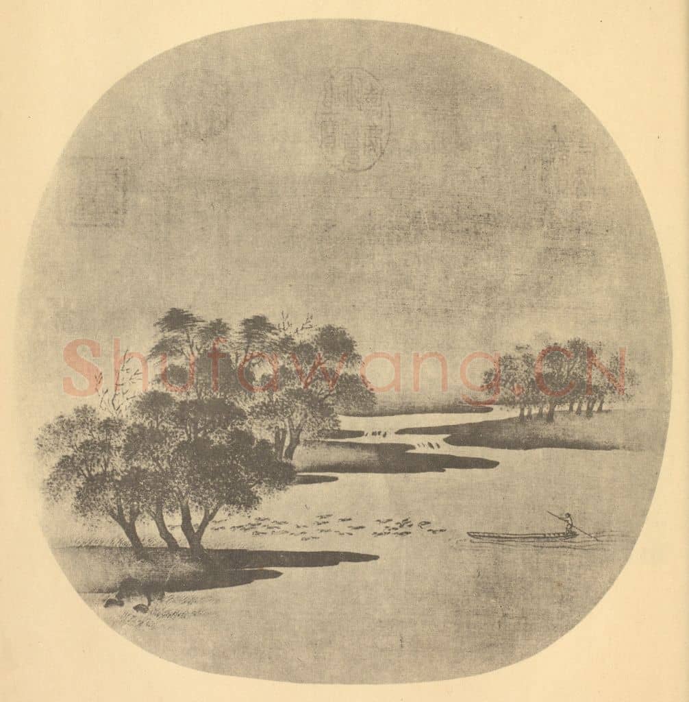 宋 惠崇《山水扇面图》国画作品