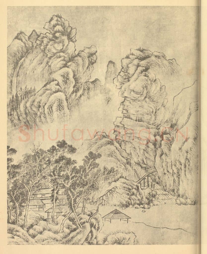 清 董邦达《飞泉迭嶂图》国画作品
