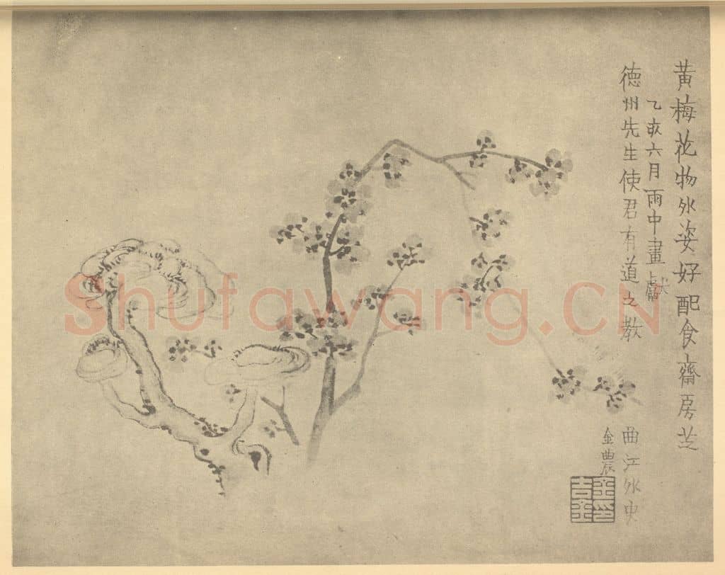 清 金农《黄梅瑞芝》国画作品