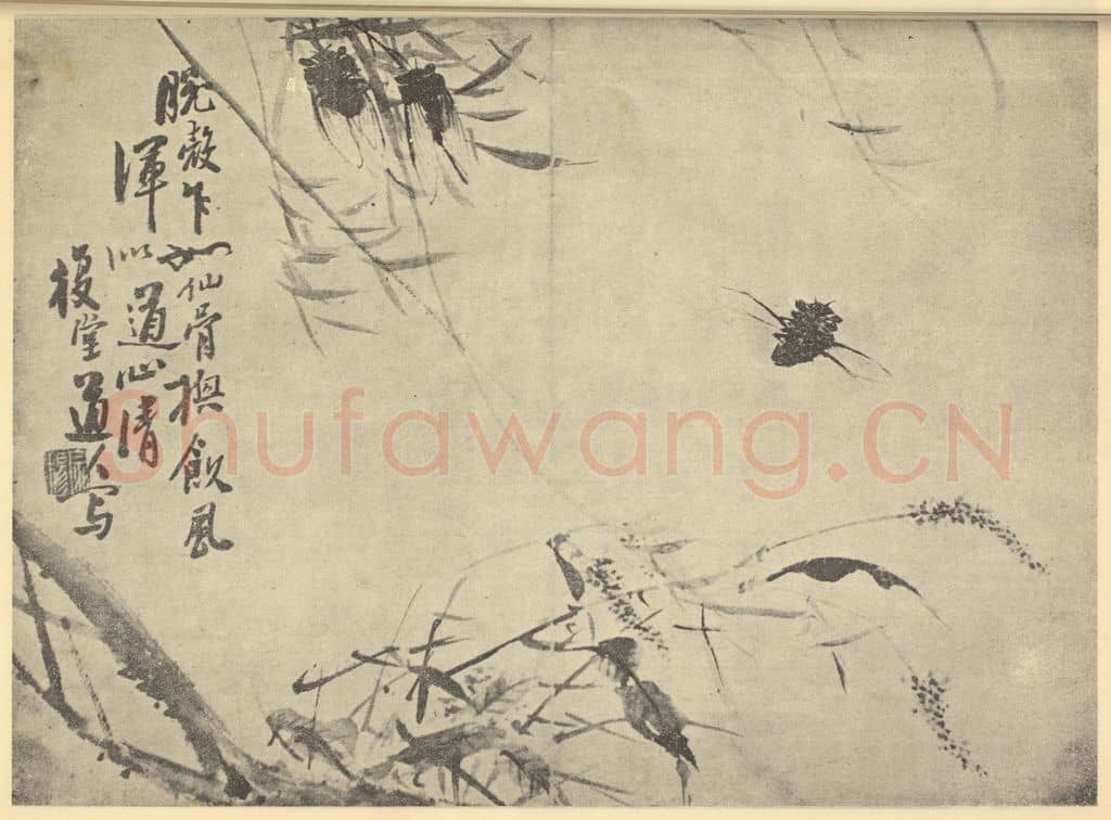 清 李鳝《秋蝉图》国画作品