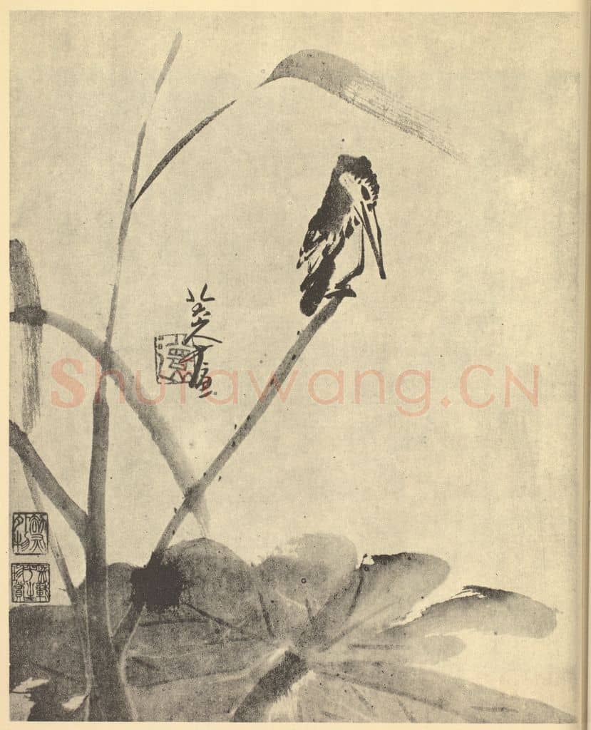 清 朱耷《鱼狗图》国画作品