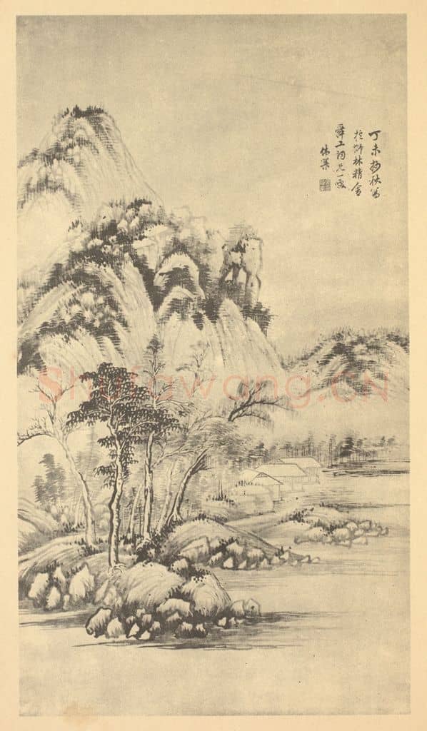 清 吴伟业《山水轴(三)》国画作品