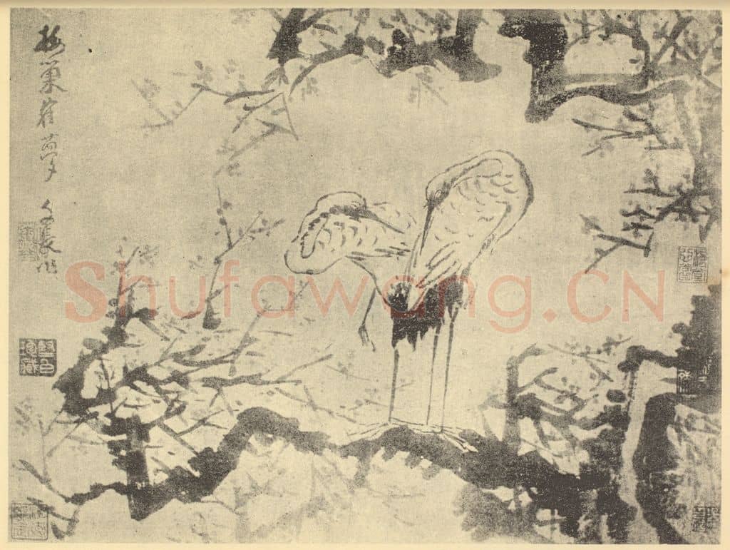 明 徐渭《梅巢鹤梦》国画作品