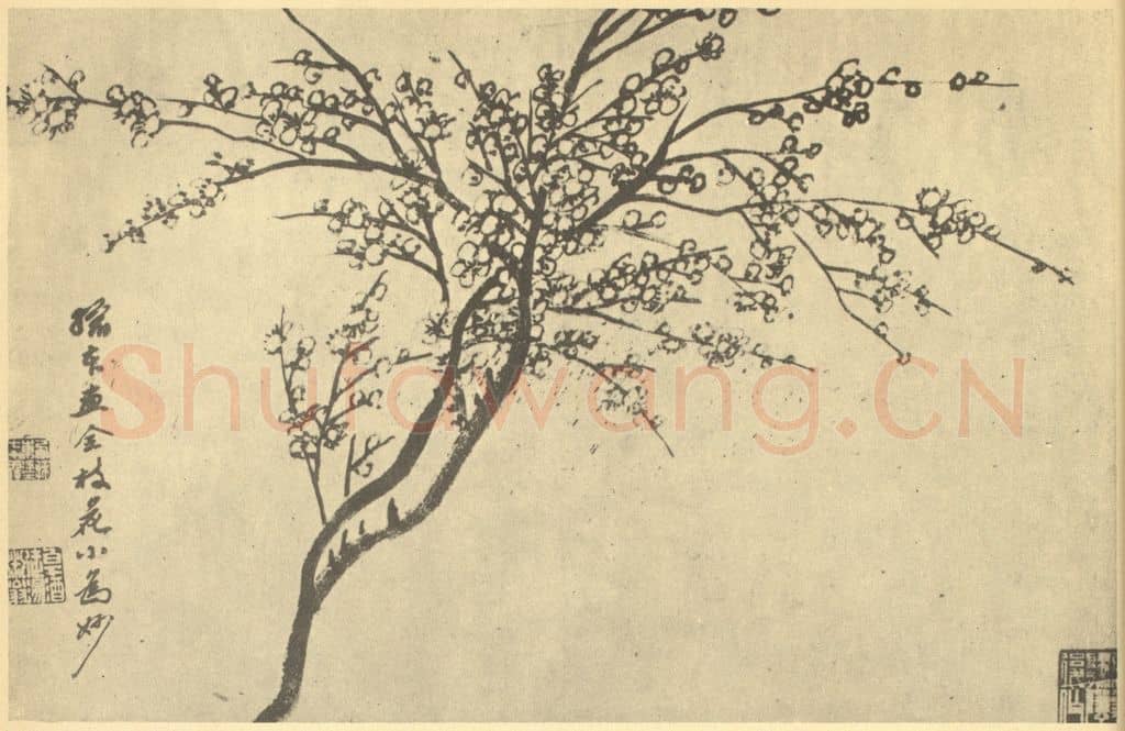 清 汤贻汾《梅花》国画作品