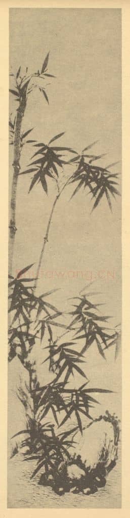 清 李育《竹石》国画作品