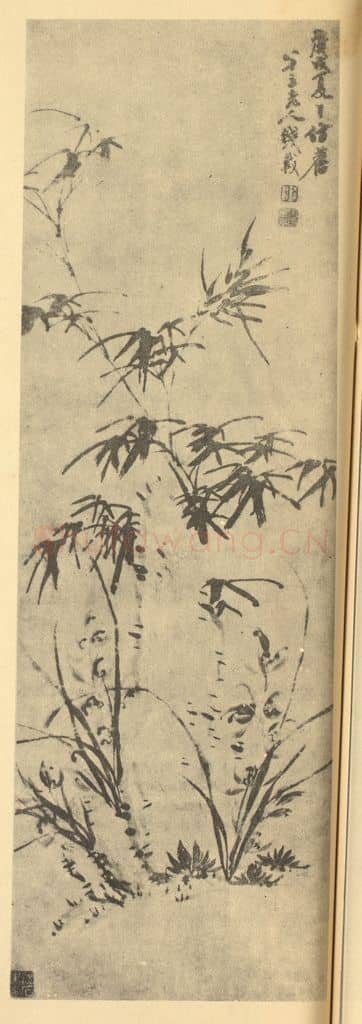 清 钱载《兰竹石》国画作品