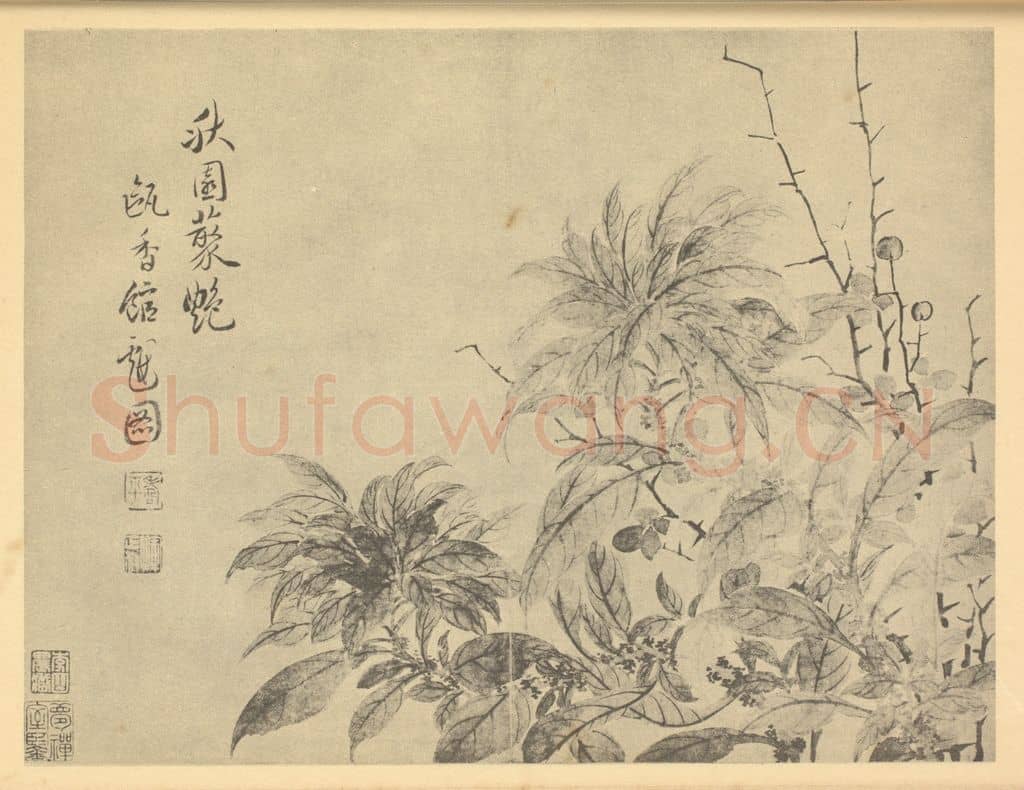 清 恽寿平《秋园聚艳》国画作品