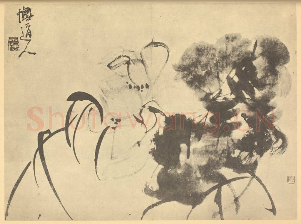 清 李鳝《荷花图》国画作品