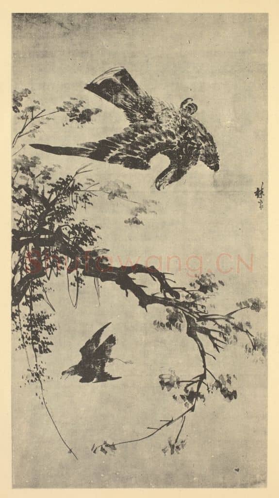 明 林良《画鹰》国画作品