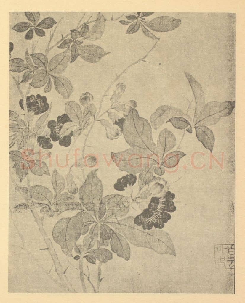 清 恽寿平《山茶》国画作品